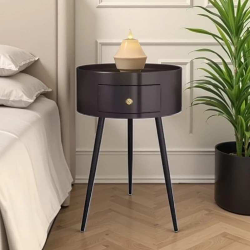 bedside table small round bedside small edge black modern simple