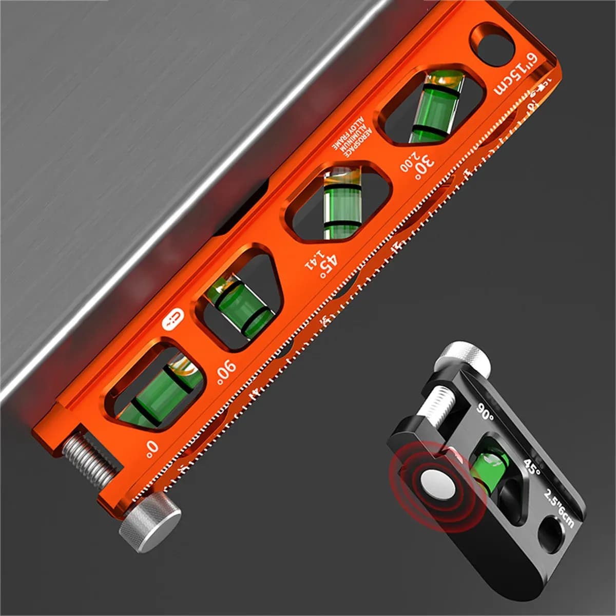 Torpedo Level 4 Bubble Vials 9 Inch Rails Aluminum Alloy Construction DIY Tools