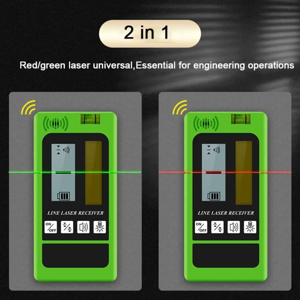 Led Light Indication Laser Receiver Adjustable Sound LCD Display Laser Line Receiver Detector Working Distance 50m