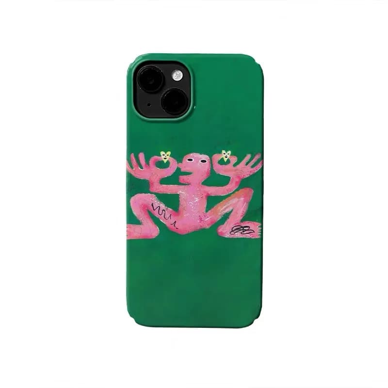 Ins Korean Pink Funny Frog Phone Case for IPHONE 17 Air 16E 15 PROMAX 14 Plus 13 12 MINI 11 PRO 16Plus XR XS Acrylic Phone Cover