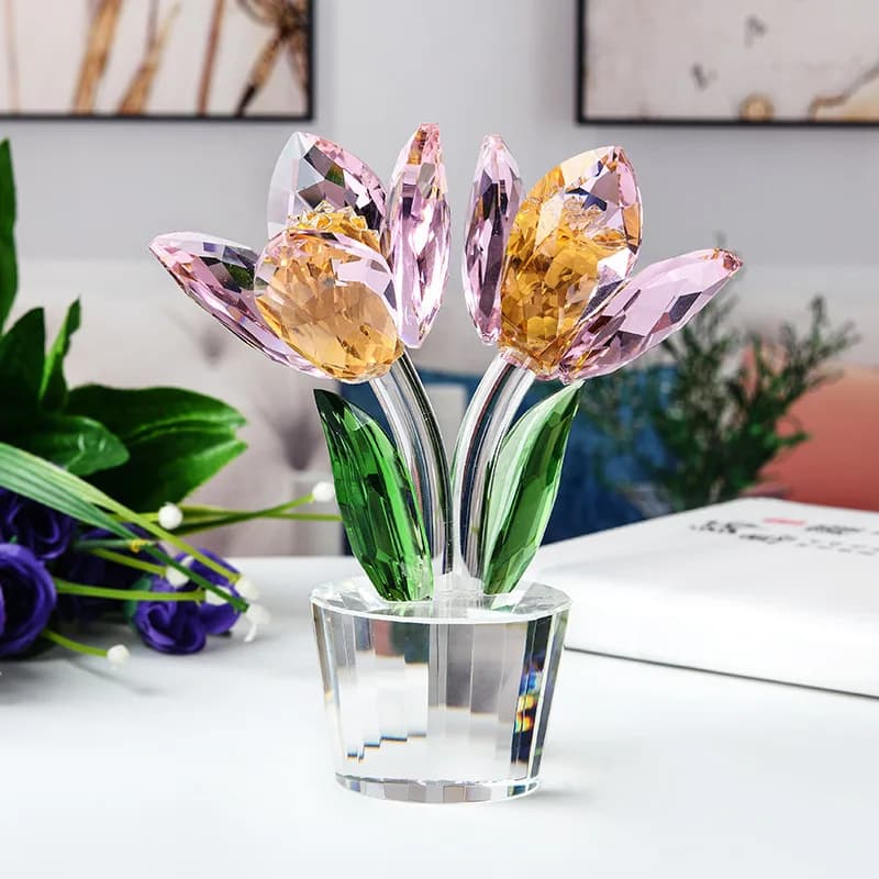 X-21  Crystal Tulip Ornament Home Decoration Crystal Crafts