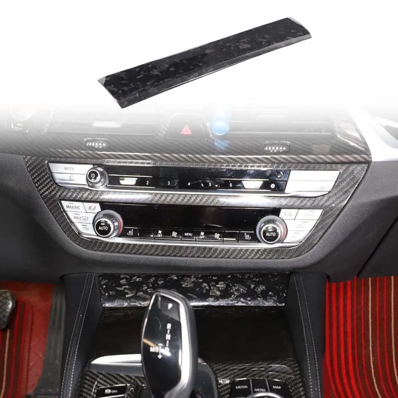 Center Console Cup Holder Upper Decor Trim Sticker Real Carbon Fiber Center Console Panel Decor For BMW 5 Series G30 2018-2022