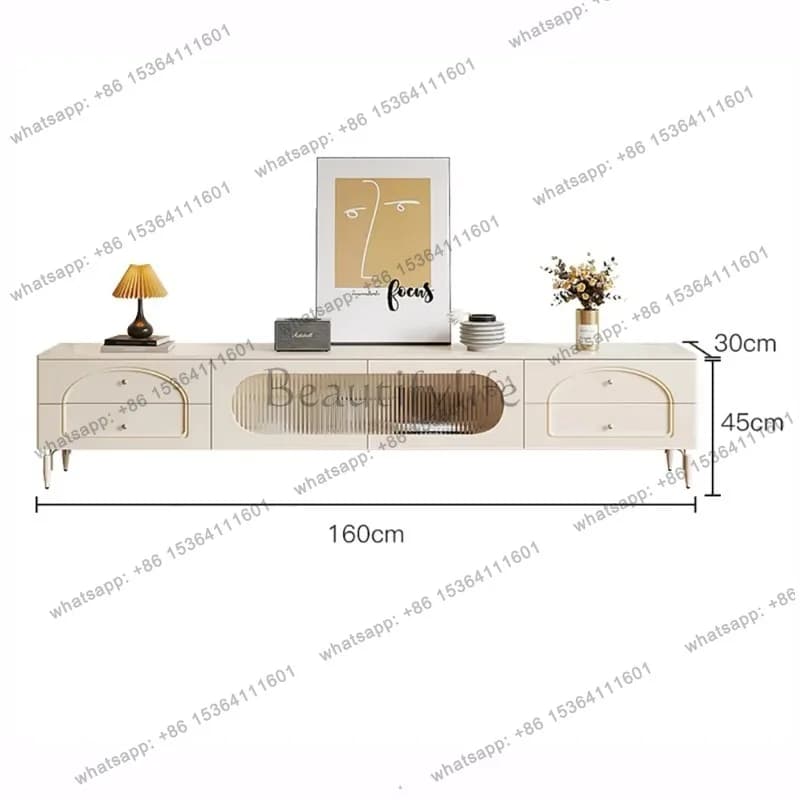 YJ French Trendy Tv Stand Glamour Living Room Storage Drawers Tv Stand Beauty Aesthetic Moveis Para Tv Da Sala Home Furniture