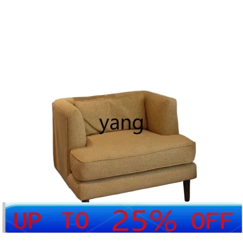 LMM American retro light yellow linen down single sofa, Japanese-style wabi-sabi wind linen single negotiation sofa