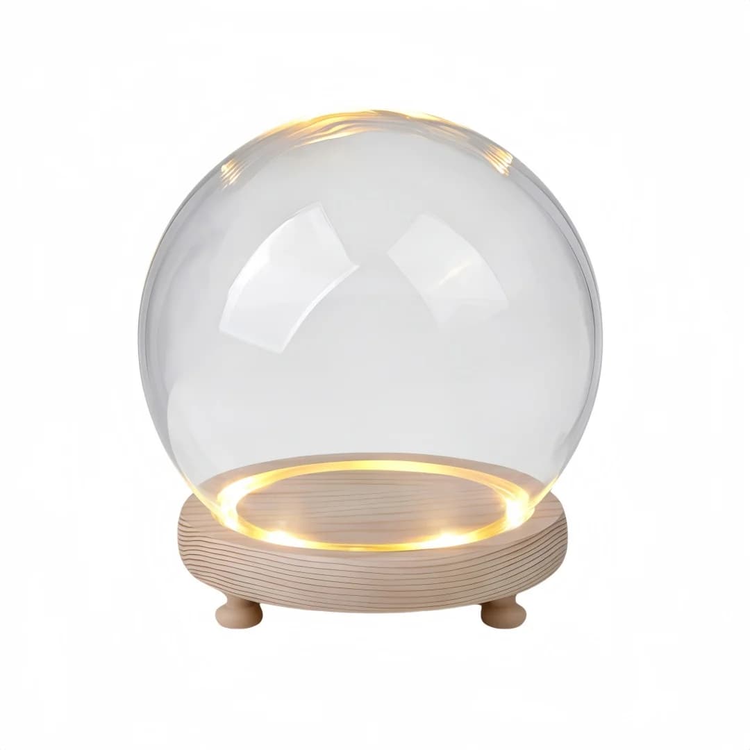 DIY Empty Glass Snow Globe Promotional Hand Model Dust Cover Gift Light Snow Dome  Flower Cover With Wooden Base