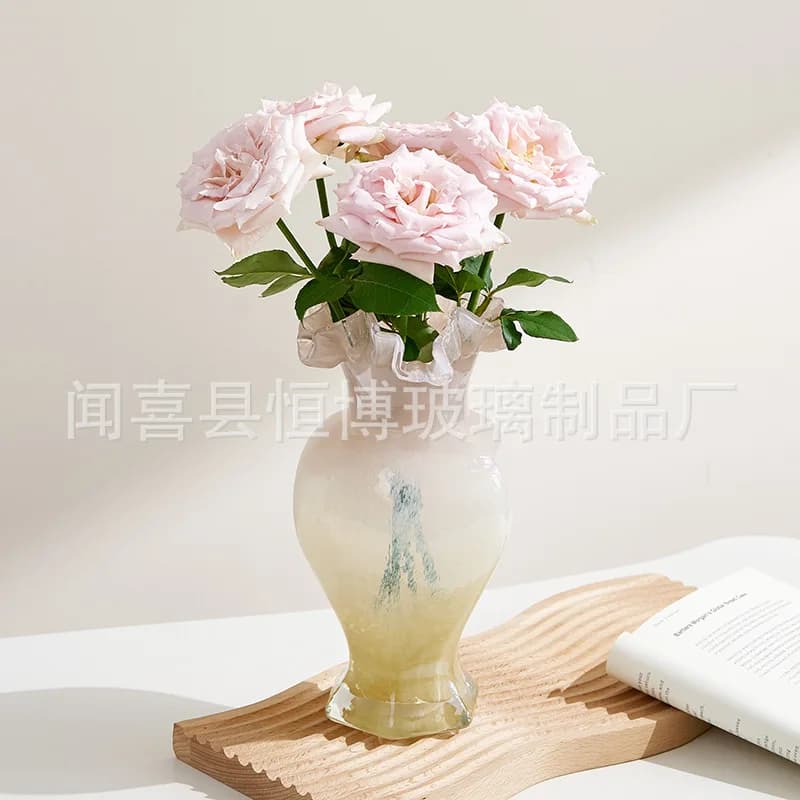 Hxl colorful handmade glass vase table decoration flower arrangement home furnishing