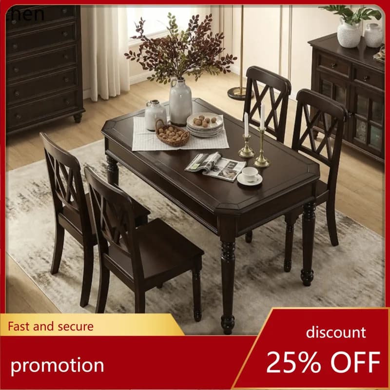 ZML Solid Wood Dining Table Small Apartment Solid Wood Dining Table and Chair Set Home Use Square Dining Table