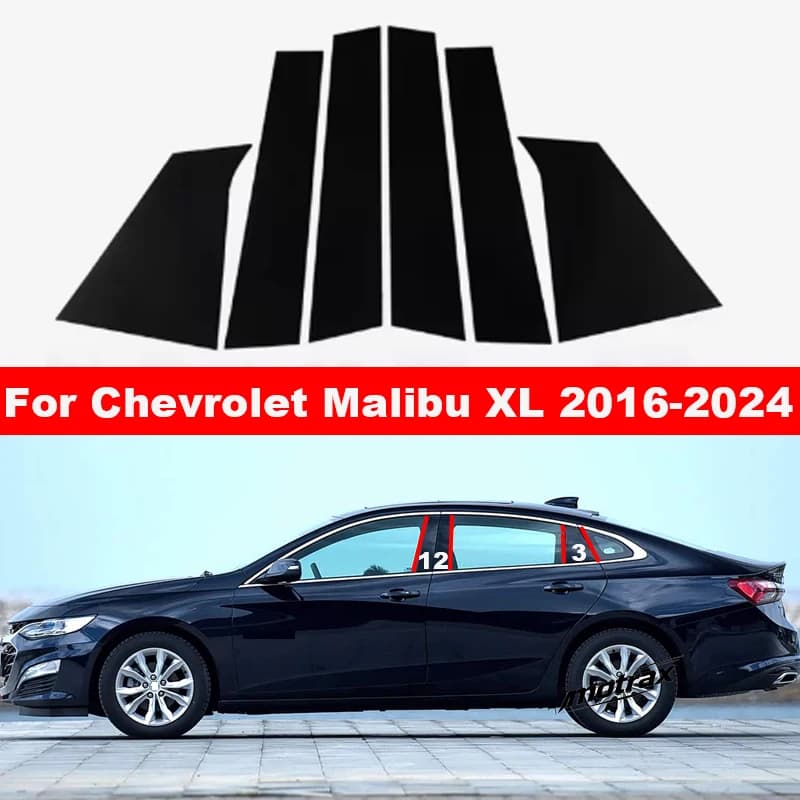 Car Middle Window B C Pillar Posts Door Trims Molding for Chevrolet Malibu XL 2016-2024 Anti Scratch PC Stickers Accessories