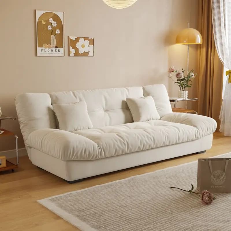 Foldable sofa multi-functional living room small apartment sofa bed, modern simple cream style