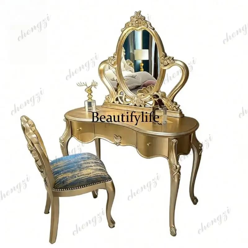 Nordic Glossy Makeup Vanity Desk Wooden Drawer Cheap Modern Makeup Vanity Desk Vintage Europa Kaptafel Bedroom Furniture