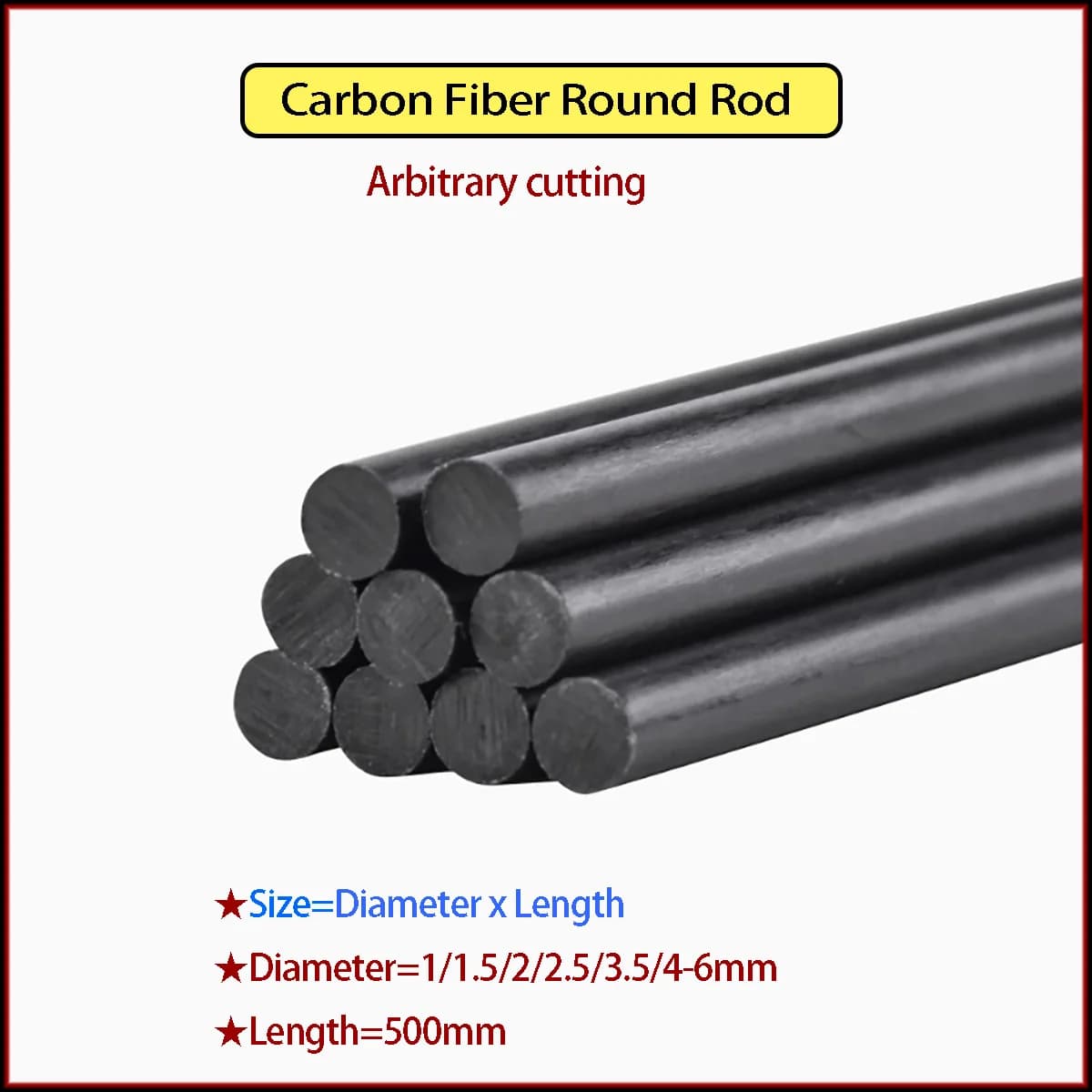 Carbon Fiber Round Rod Diameter=1/1.5/2/2.5/3.5/4-6mm  High Strength Light Weight DIY Composite Accessory for RC Airplane