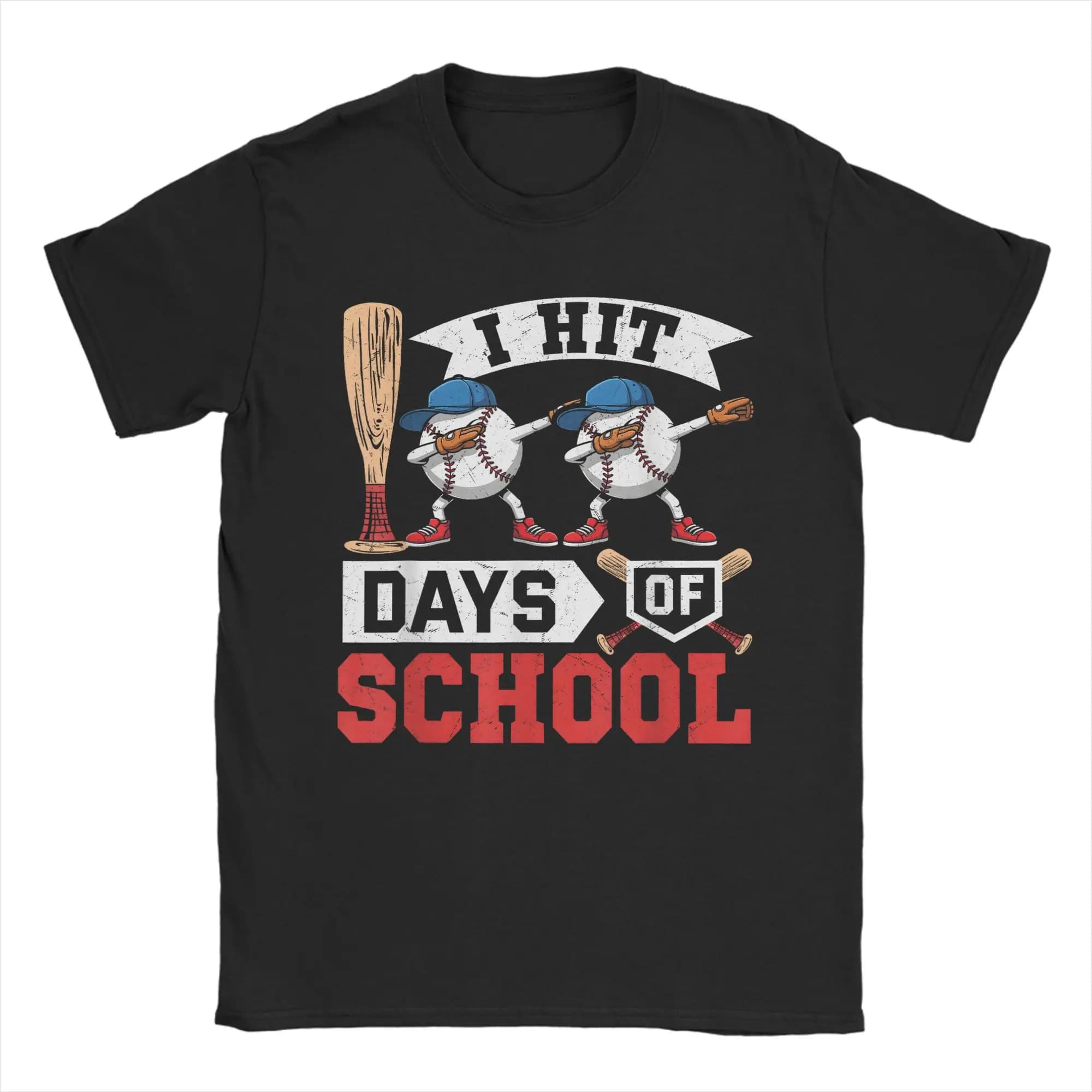 Harajuku T Shirt Summer I Hit 100 Days of School Baseball Toddler Novelty T-Shirts Cotton Tee Shirt Men Retro Short Sleeve Tops