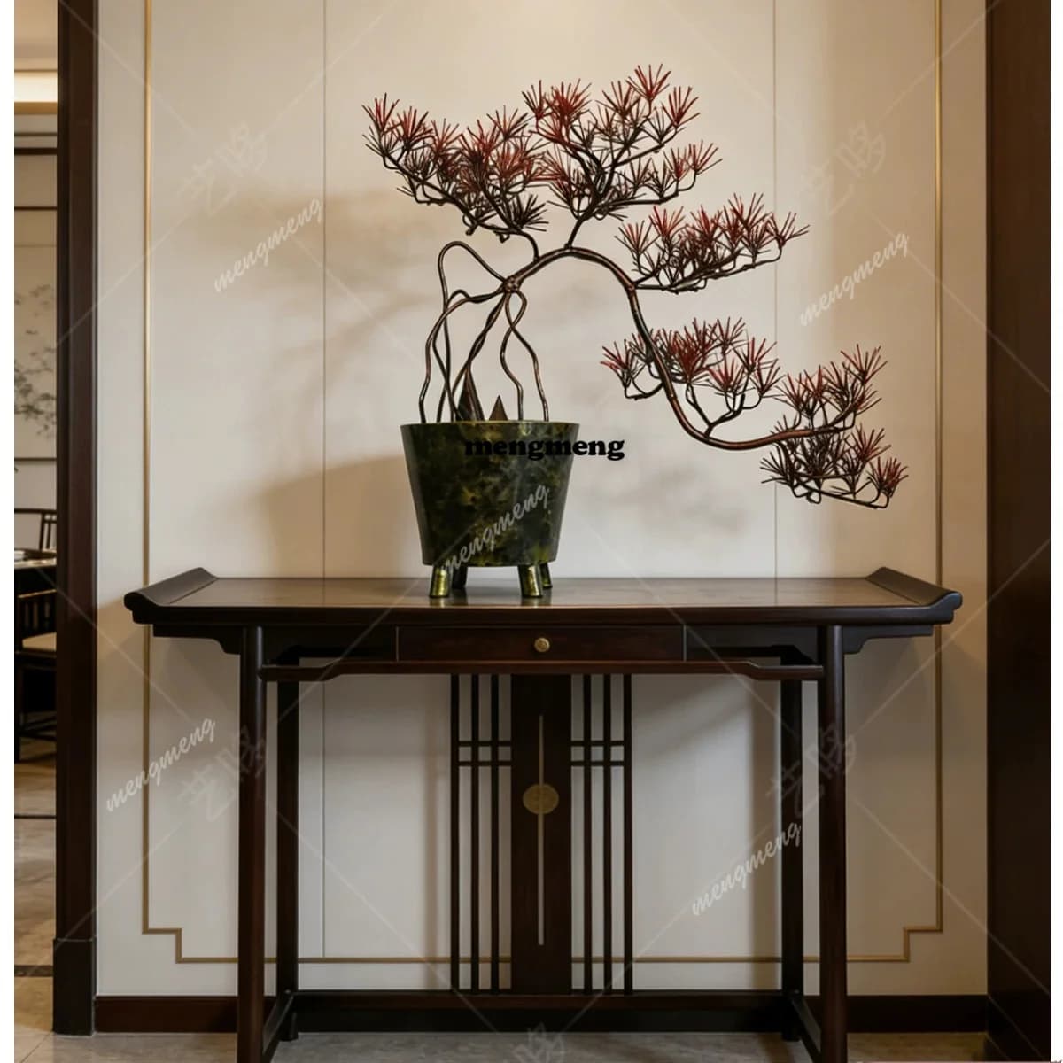New Chinese wrought iron imitation welcome pine potted plant ornament living room entrance front desk floor sculpture crafts