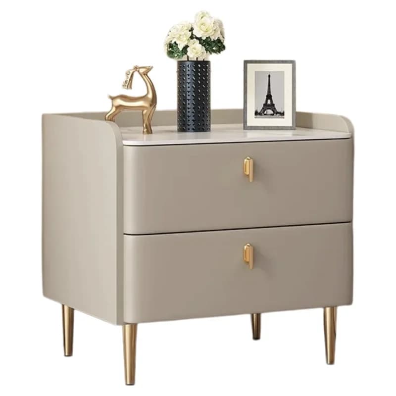 D33Simple modern light luxury high-end bedside table solid wood bedroom Italian minimalist bedside table customization