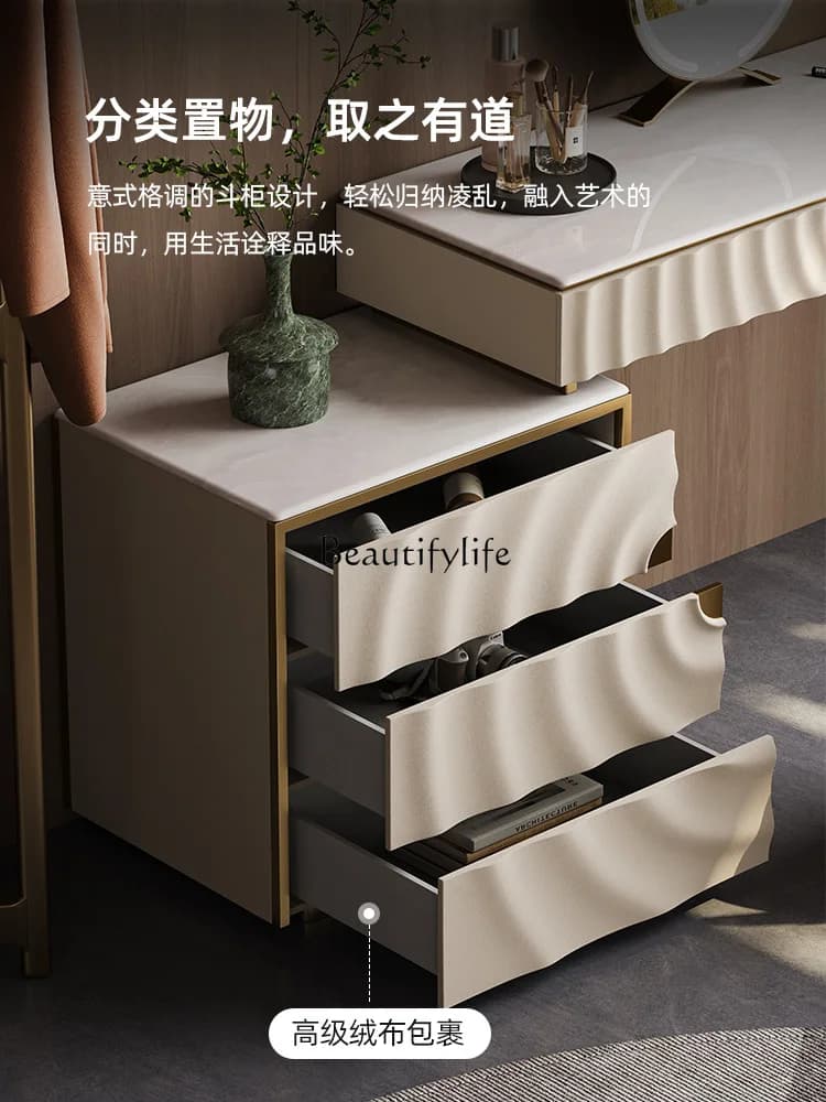 5Modern light luxury marble dresser chest cabinet integrated bedroom dressing table