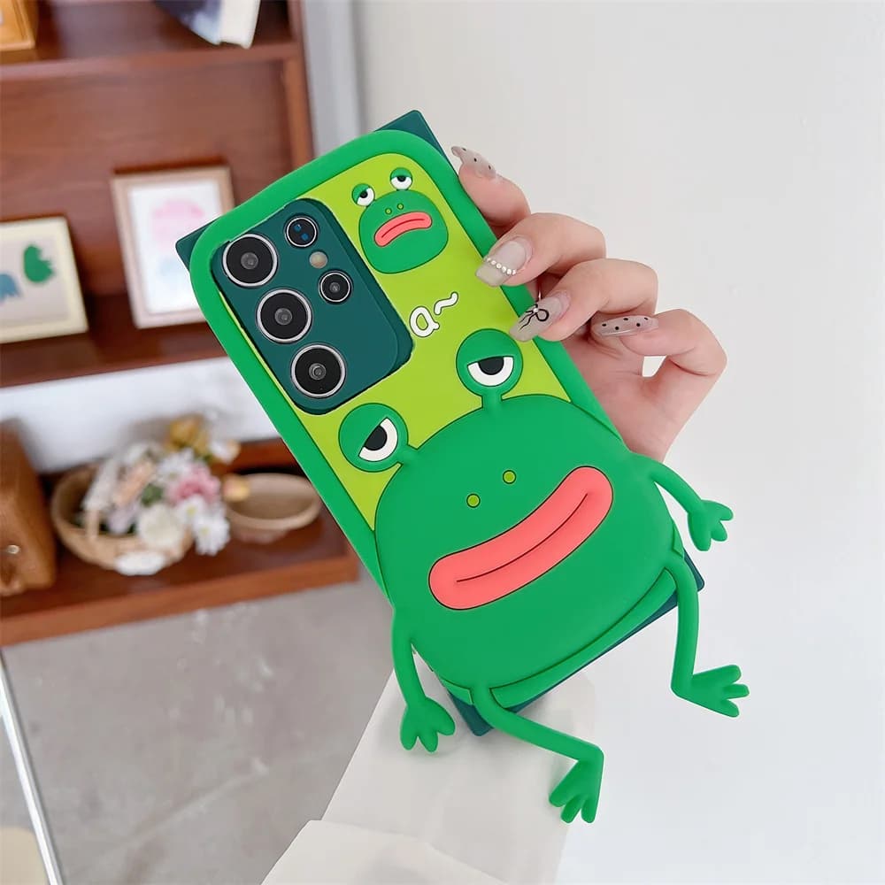Whimsical 3D Limbs Lazy Eye Cute Frog Phone Case for S26 Ultra Soft Silicone Protective Cover for Samsung Galaxy S25 S23 A57