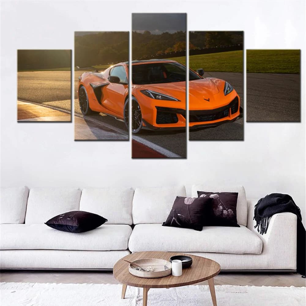 5 Pieces Canvas Picture Print Wall Arts Frame Home Decoration Painting Chevrolet Corvette Z06 Car Poster Wallpaper Living Room