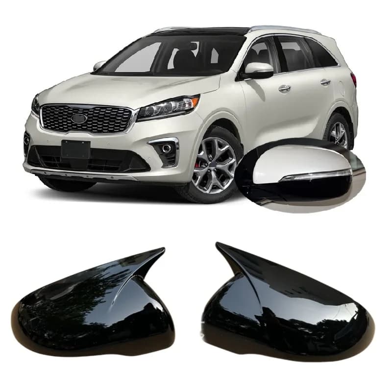for Kia Sorento MK3 UM Prime 2.0 2.2 2.4 2015 2016 2017 2018 2019 2020 Gloss Black Wing Mirror Horn Style Housing Stick-on Cap