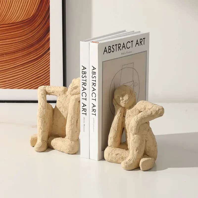 Wabi-sabi medieval abstract meditator book rely, model room ornament,  new and peculiar bookend decoration