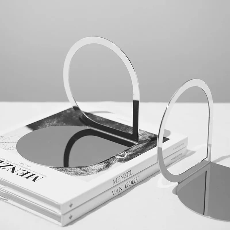 Simple Nordic geometric stainless steel metal book file, study office soft decoration