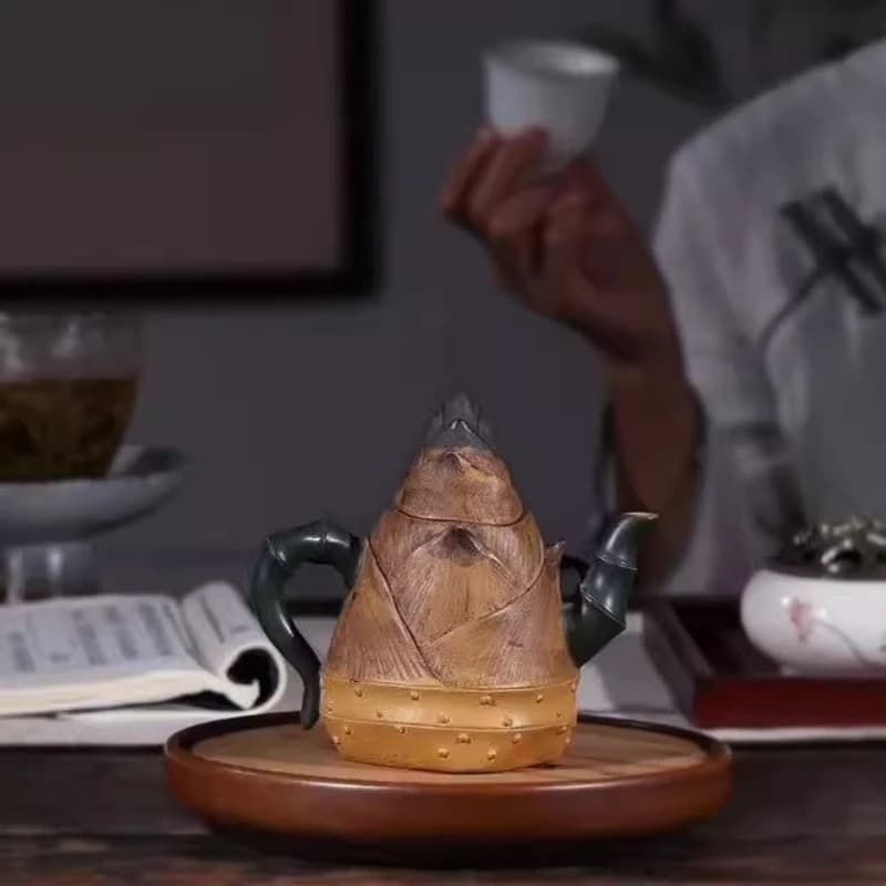 Handmade purple clay pot spring bamboo shoots pot segment mud green mud whitewashing 280cc famous high-end tea purple clay pot