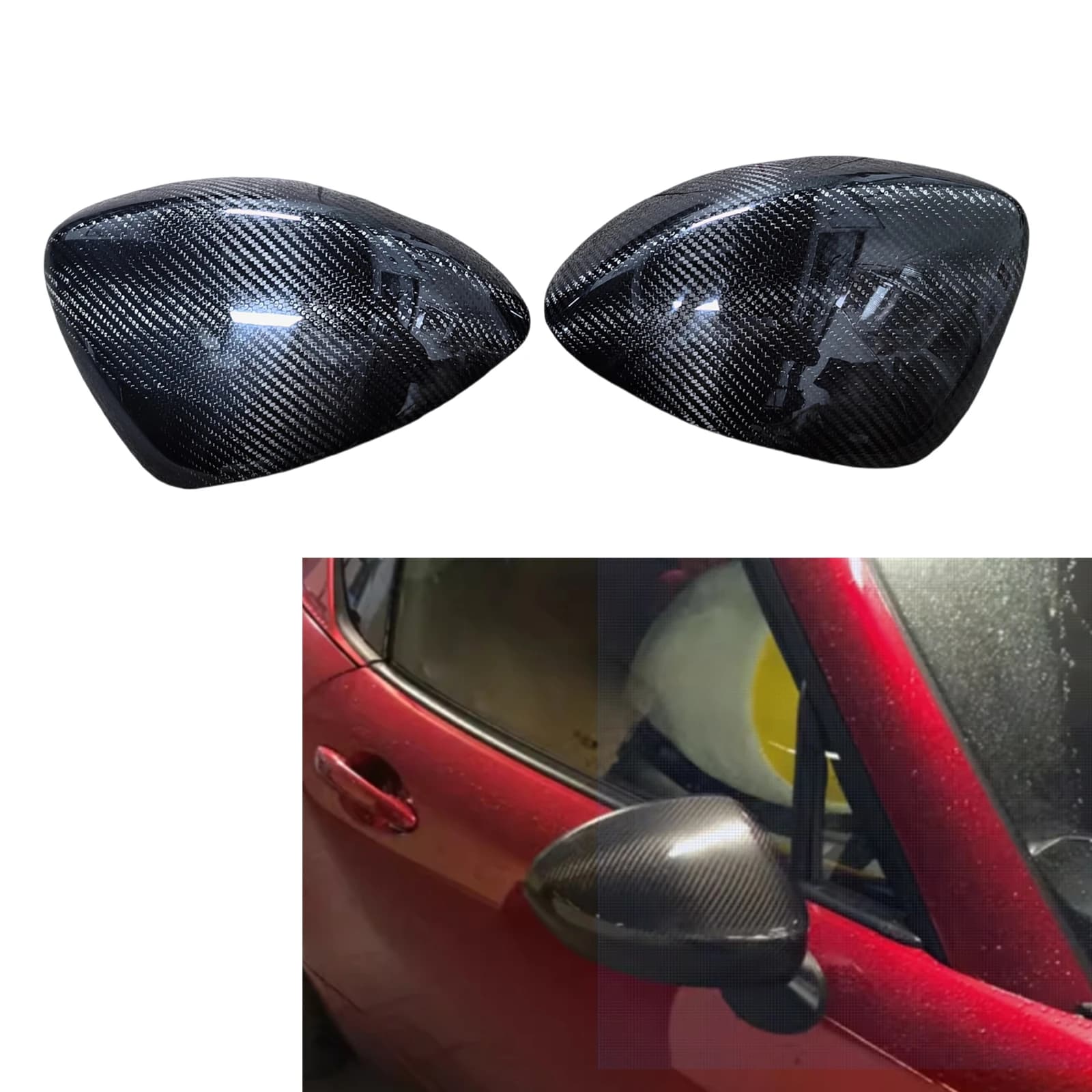 Rear View Mirror Cover For Mazda MX-5 Miata MX5 2016-2025 Real Carbon Fiber Side Exterior Rearview Cap Shell Add On Type