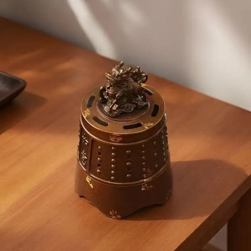 Brass with auspicious animal design, indoor for home use, agarwood incense burner, Chinese-style r
