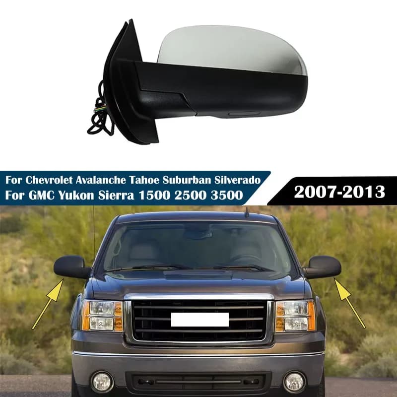For Chevrolet Avalanche Tahoe Suburban Silverado For GMC Yukon Sierra 1500 2500 3500 HD 2007+ Heated Car Rearview Mirror Chrome