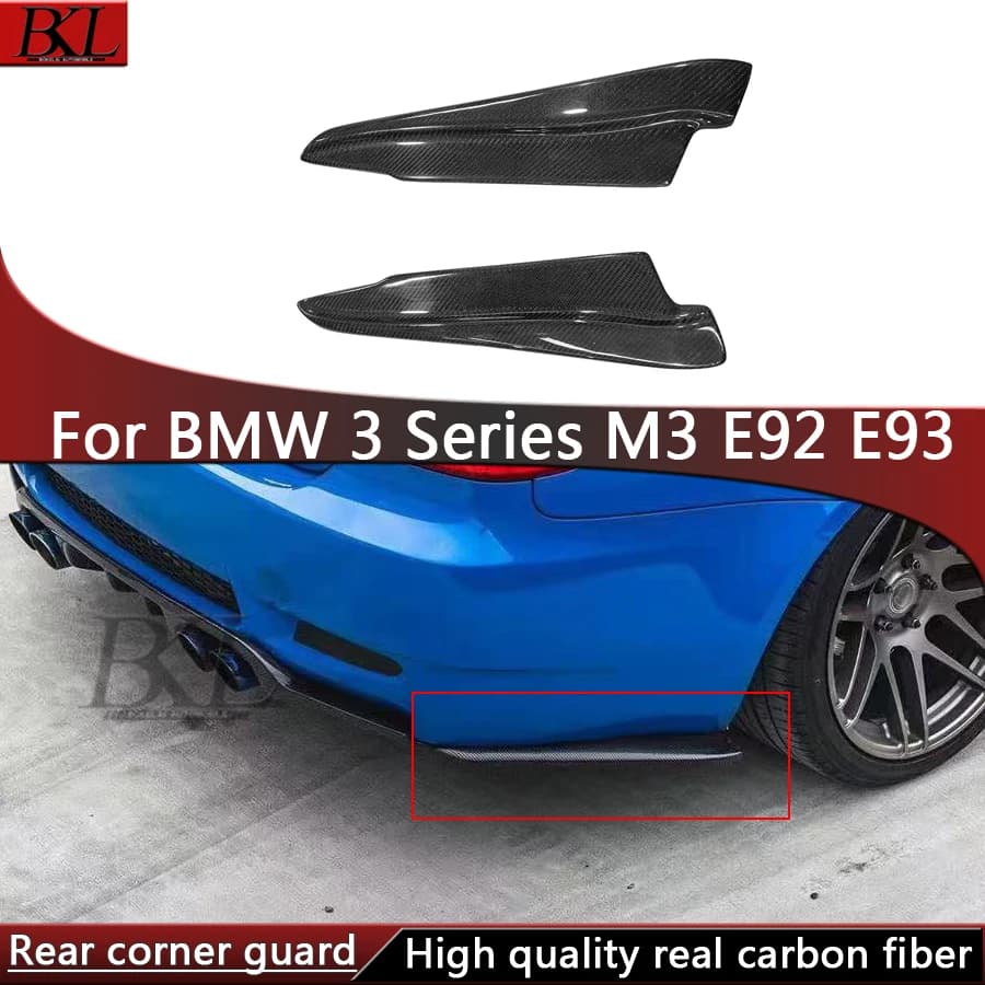 For BMW 3 Series M3 E92 E93 06-12 Carbon Fiber Corner Car Rear Bumper Splitter Corner Trim Cover Rear Chin