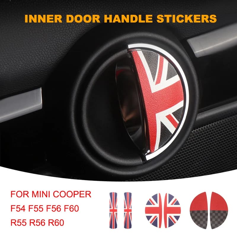 2 Pcs Door Inner Handle Decor Decal Car Stickers For MINI Cooper F55 F53 F54 F56 F60 R56 R55 R57 R58 R60 Decor Accessories