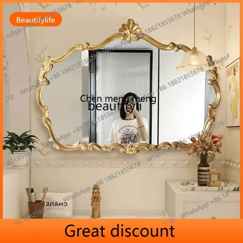 s8350 French retro bathroom mirror porch fireplace decorative mirror makeup mirror wall wall wall European bathroom
