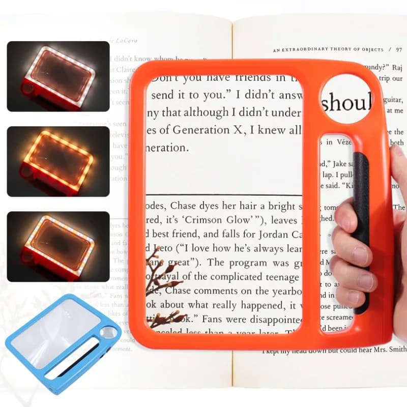 5X 10X Rechargeable 48LED Three Color Magnifying Glass with LED Lights with Adjustable Brightness Handheld Magnifier Loupe