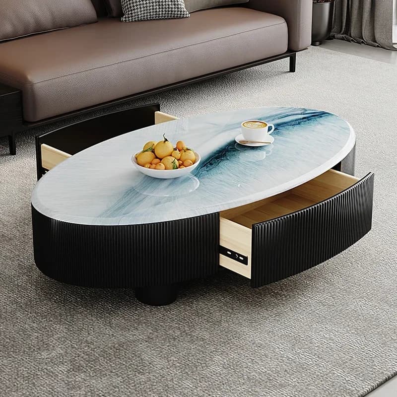 Storage Coffee Tables Simple Luxury Aesthetic Oval Nordic Coffee Table Glamour Premium Marble Cabeceros Living Room Furniture