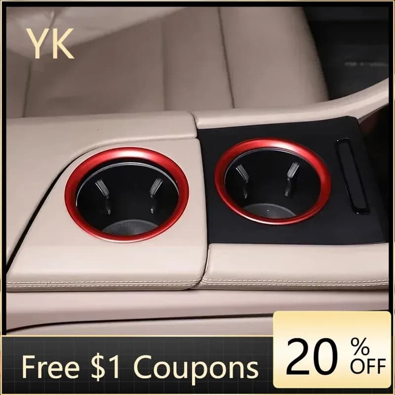 For Porsche Taycan 2019-2024 Aluminum Alloy Car Central Control Water Cup Holder Trim Ring Interior Car Accessories
