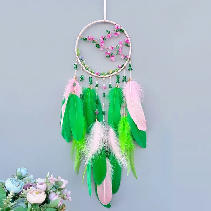 Dream Catcher Hand-woven Colorful Feathers Wind Chimes Girls Bedroom Hanging Ornaments Wall Pendants Birthday Christmas Gifts
