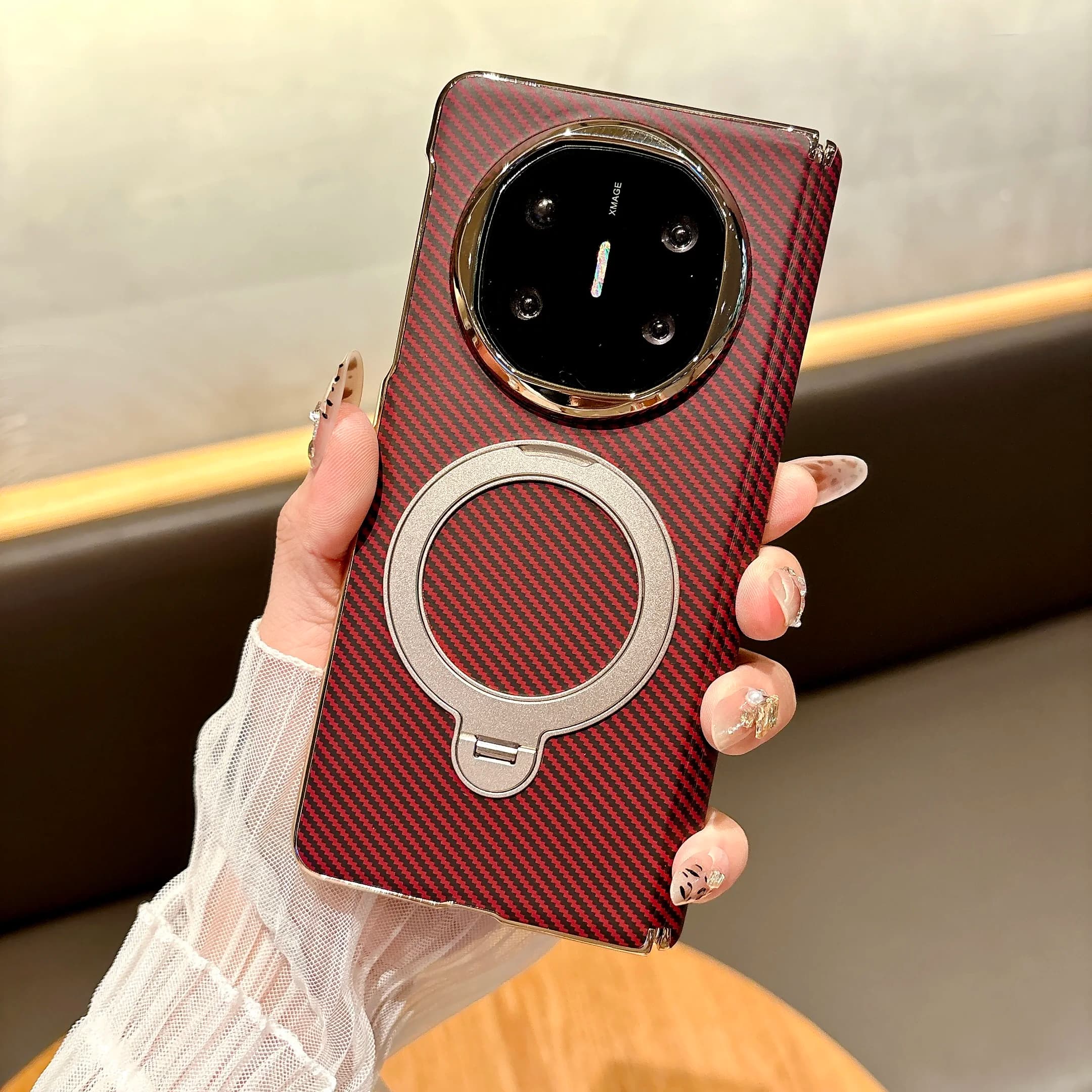 For Oppo Find N5 N3 Case Electroplated Matte Rotating Ring Holder Magnetic Wireless Charging Folding Hinge Protection Hard Cover