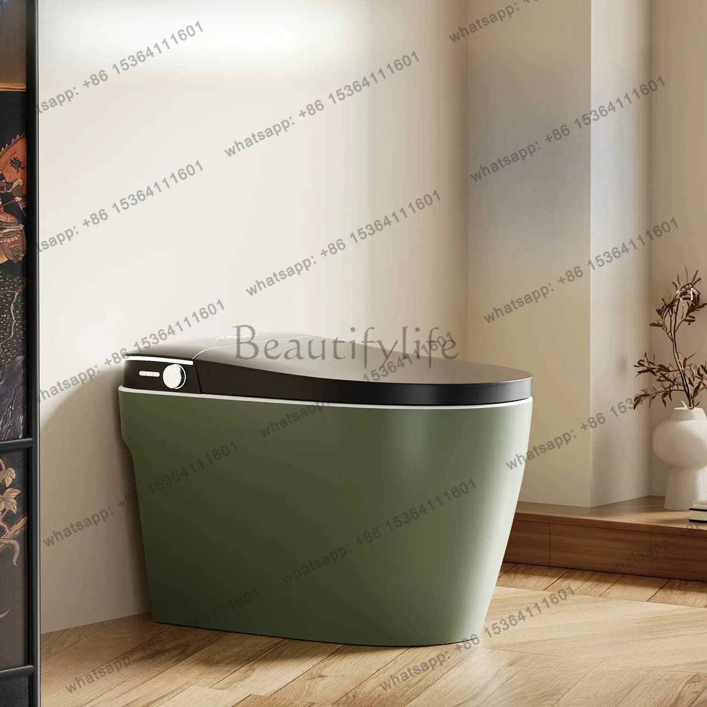 European retro green home smart toilet automatic integrated kick sensor toilet