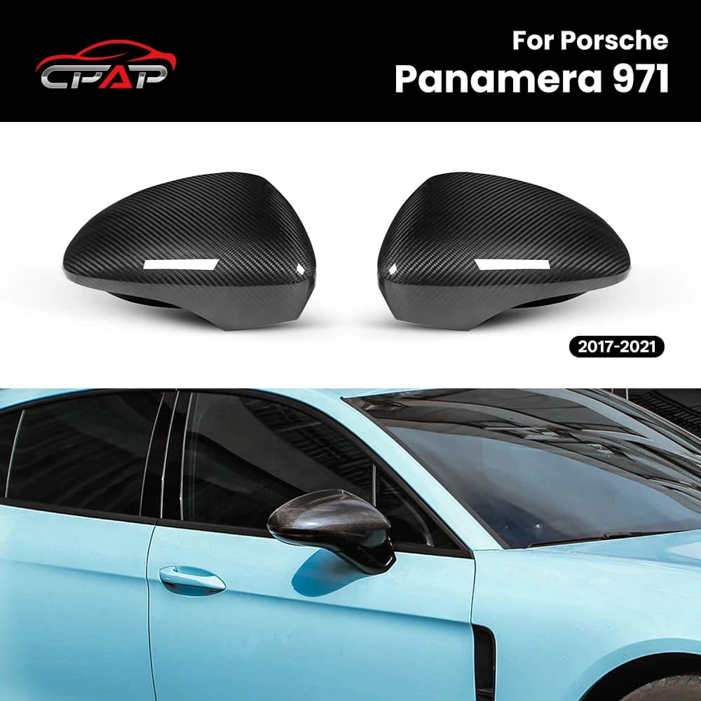 Real Dry Carbon Fiber Car Exterior Side Door Rearview Covers Mirror Caps For Porsche Panamera 971 OEM Style 2017-2021