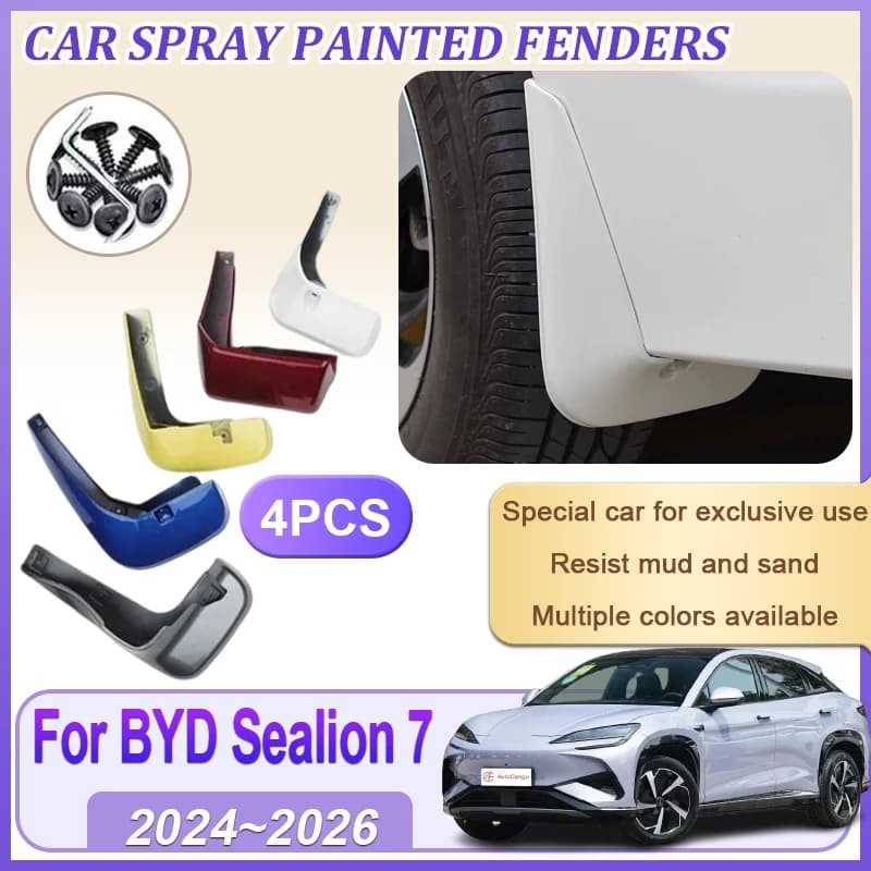 Car Baking Paint Fender For BYD Sea Lion 07 EV 2024 2025 2026 Sealion 7 Mudguard Flaps Guards Splash MudFlaps Mudguards MudFlap