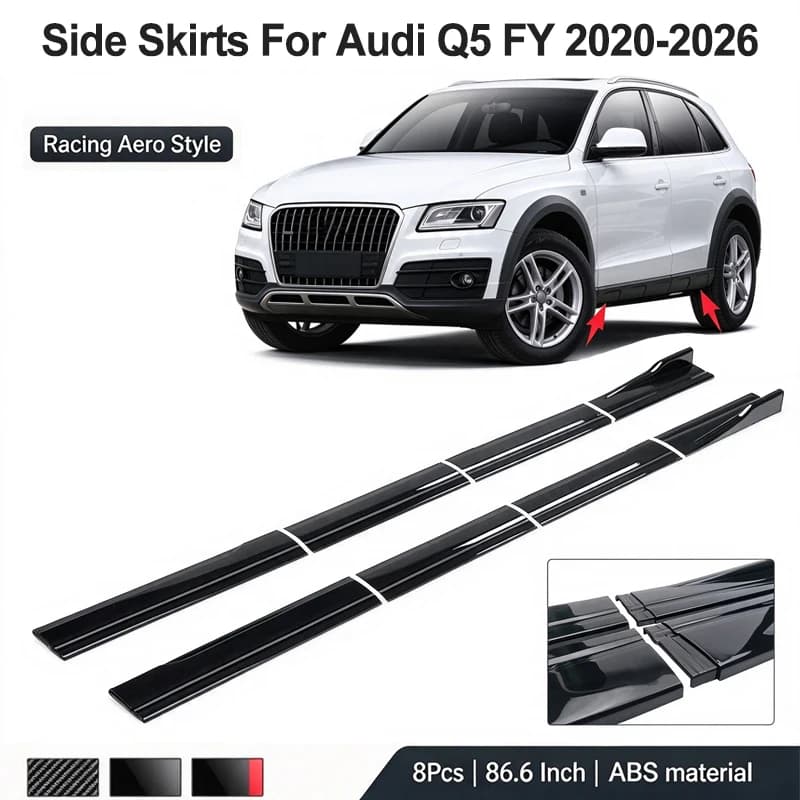 86.6inch/2.2m Sectional Side Skirt Extension Lips For Audi Q5 FY 2020-2026 2021 2022 2023 - Racing Side Spoiler Car Mod Body Kit