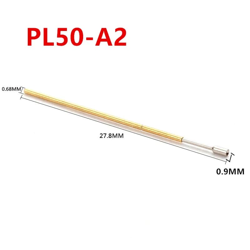 100PCS/Pack PL50-A2 Cup-shaped Spring Test Probe Outer Diameter 0.68mm Length 27.8mm PCB Pogo Pin