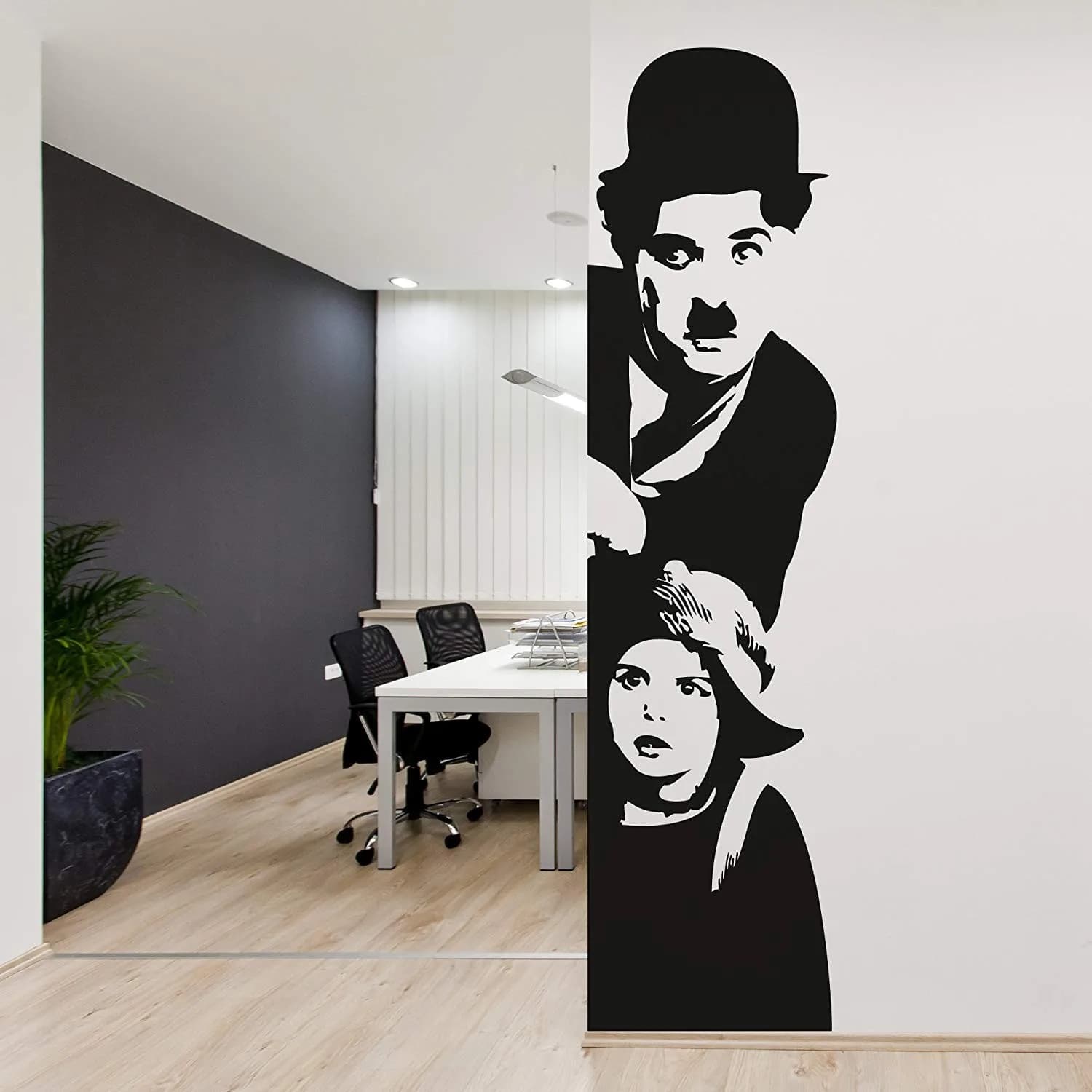 Chaplin and boy  Living Room Dining Bedroom Decal Wall Art Sticker Picture  Decor removable