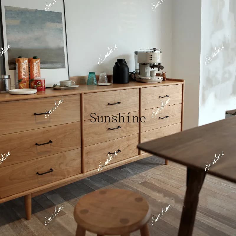 Nordic solid wood nine chest cabinet bedroom simple drawer locker  FT