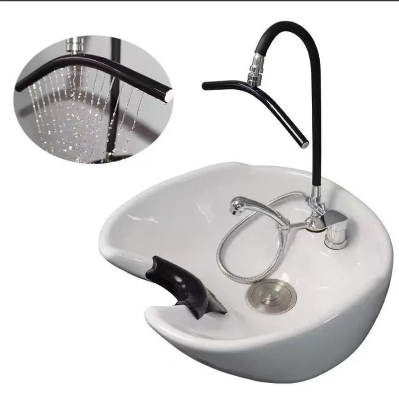 Punch bed ceramic basin special water circulation head therapy water spray rack water flow device hair shampoo bed