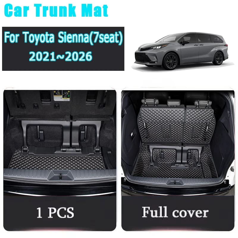 Car Trunk Mat For Toyota Sienna Granvia XL40 2021 2022 2023 2024 2025 2026 7seat Anti-dirty Pad Cargo Cover Rug Auto Accessories