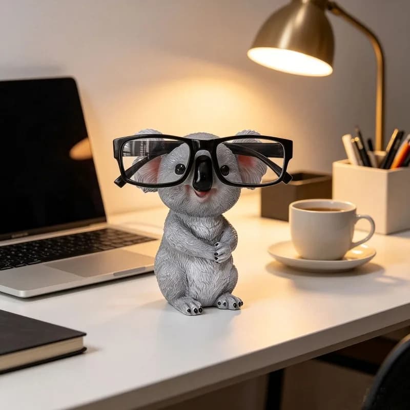 Fun and Cute Koala Animal Sunglasses Frame - Resin Creative Glasses Frame with Display Stand, Household Glasses Storage Stand