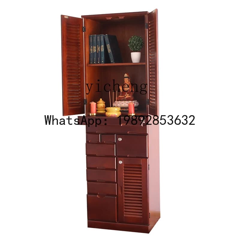 XLL ZWS. Solid Wood Cabinet Office dedicated multi-functional file cabinet Buddhist cabinet with door