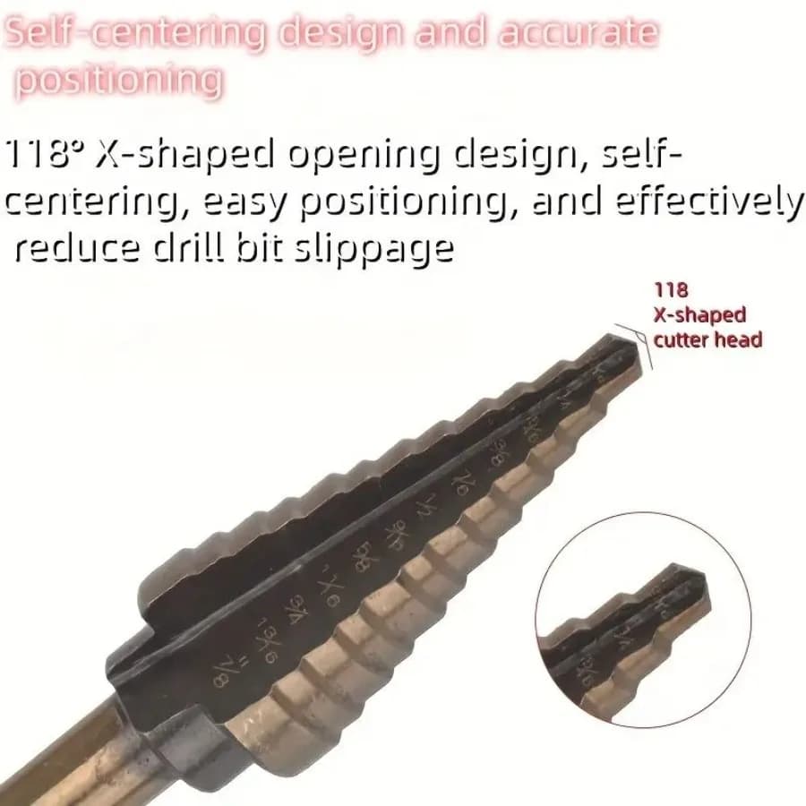 pcs Baked Yw Hair Black Step Drill Triangular Shank Highspeed Steel Pagoda Drill Hole Opener Set