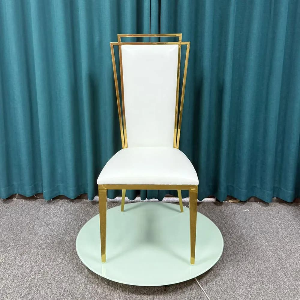 Best Selling Stainless Steel Gold White Banquet Chair Dinner Room Chair Metal Hotel Wedding Events Chairs