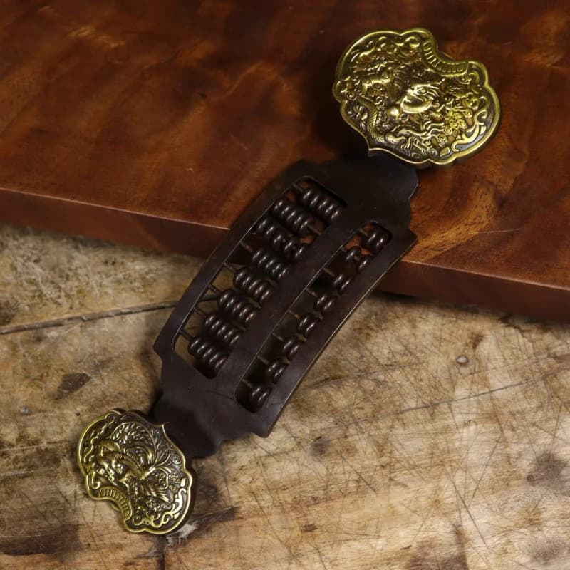 Vintage Gilt-Plated Ruyi , Retro New Chinese Style 9-Grid Abacus for Home and Office Decoration, Collectible Gift